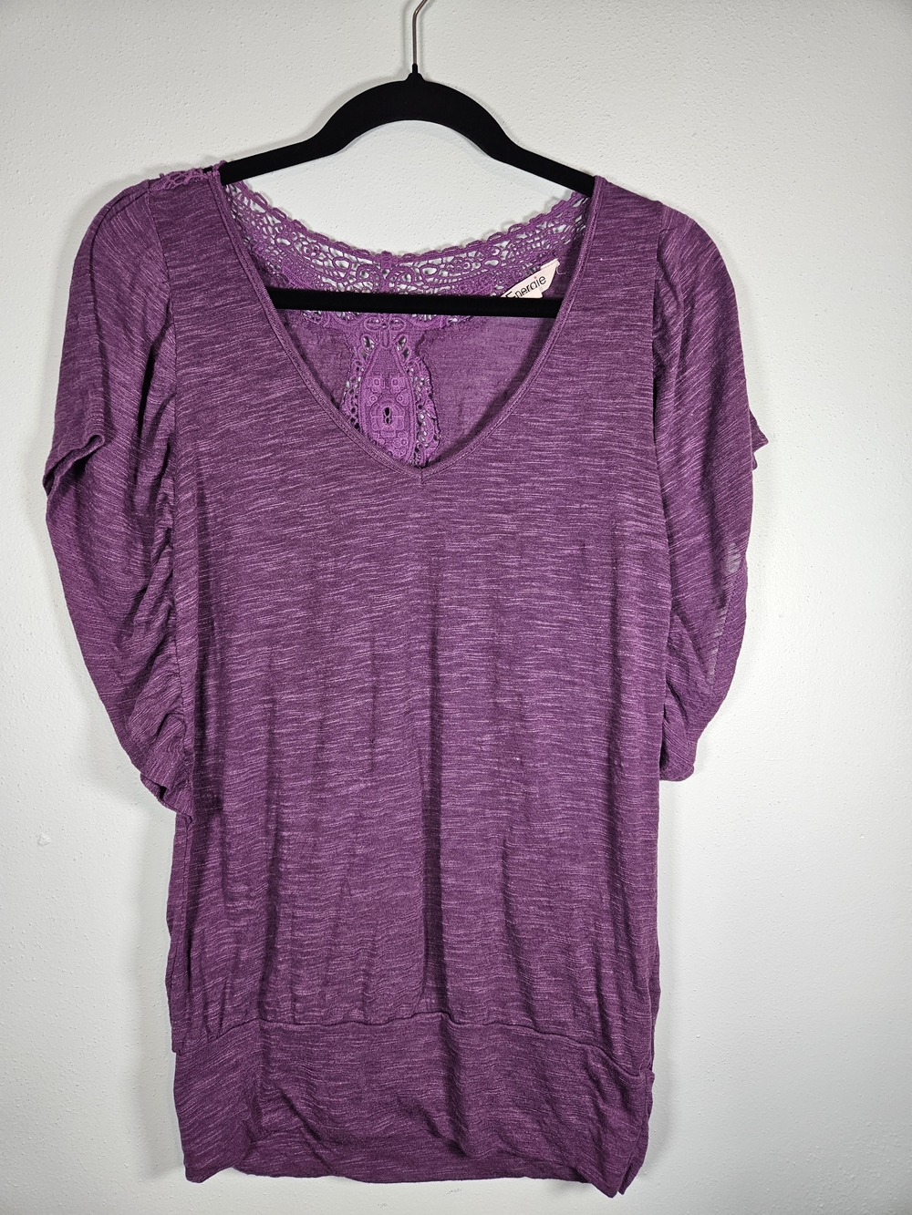 Energie Purple V-Neck Tunic with Lace Back Detail